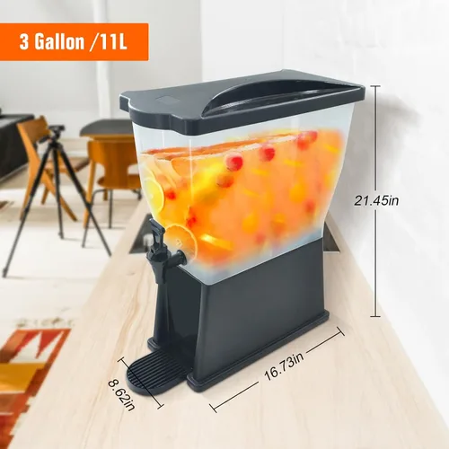 Vista 6 de Hakka - Dispensador de bebidas de 3 galones, dispensador de agua de bebidas de jugo comercial para fiestas, tanque de 11 litros con espita