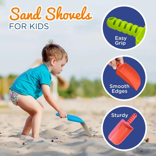 Vista 6 de 4E's Novelty Pala de arena para niños a granel, paquete de 12 palas de playa de plástico resistente, para plantar, excavar y herramienta de jardín