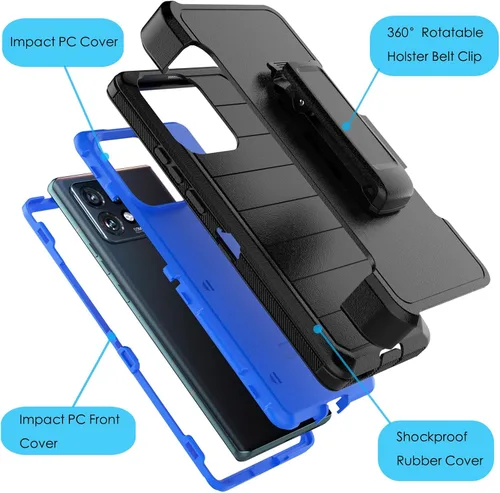 Vista 2 de Njjex Funda para Moto Edge Plus 2023, para Motorola Edge+ 5G UW 2023/Edge 40 Pro/Edge X40 con clip para cinturón, protector de cuerpo completo