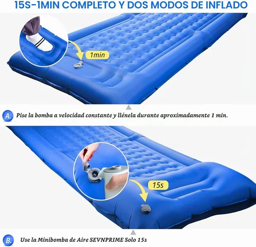 Vista 6 de SEVNPRIME Colchoneta de dormir para acampar de 78 x 29 x 5 pulgadas, colchón de aire compacto e impermeable mejorado, bomba de pie incorporada