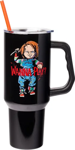 Vista 13 de Silver Buffalo Marvel Avengers - Vaso de acero inoxidable con asa, popote y tapa de pajilla, diseño de Iron Man, Capitán América, Blue Beetle, Thor