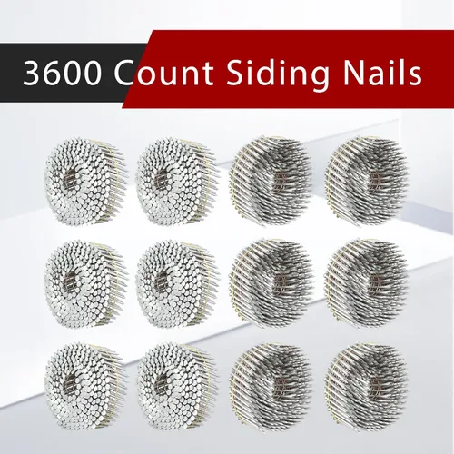 Vista 6 de findmall Clavos para revestimiento de 1-1/2 pulgadas, 3600 unidades, collados con alambre en bobina de 15 grados, cabeza redonda completa, clavos