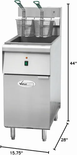 Vista 10 de Freidora de piso comercial eléctrica Value Series, freidora de acero inoxidable de 18 kg para restaurantes, 1 fase, 208V