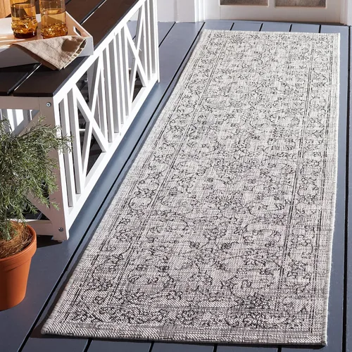 Vista 84 de SAFAVIEH Alfombra lavable al aire libre, colección Courtyard - 2'3" x 5', azul aguamarina y gris, no desprende pelusa y fácil limpieza, ideal