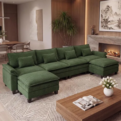 Vista 32 de URRED - Sofá seccional modular Cloud, sofá moderno en forma de L de 87" con profundidad de asiento con otomana y almohadas, ultra cómodo sofá