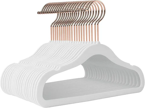 Vista 10 de Perchas de terciopelo para bebé, paquete de 50 unidades, 11.4 pulgadas, perchas antideslizantes para ropa de bebé, perchas resistentes para bebés