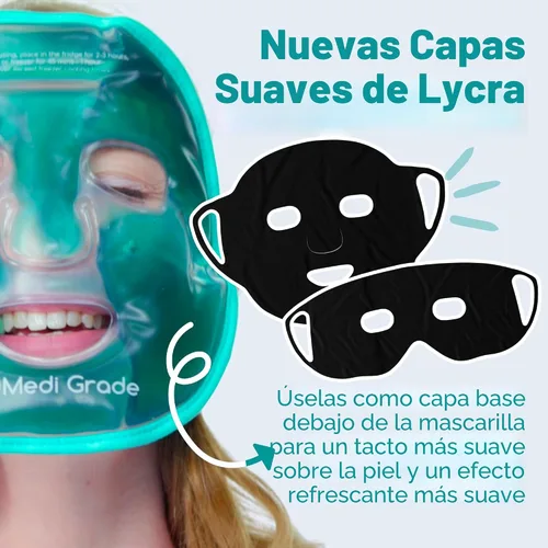 Vista 2 de Medi Grade Máscara facial de hielo refrescante y máscara de ojos refrescante para ojos hinchados y alivio de la migraña. Paquete de hielo facial