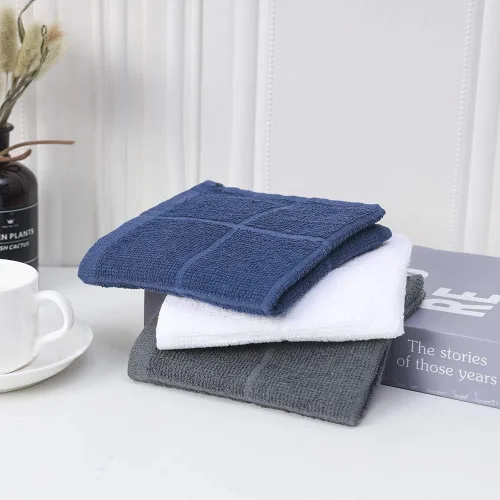 Vista 3 de Glynniss Trapos azules de cocina altamente absorbentes, color azul marino, 100% algodón, para lavar platos, limpieza (12 unidades, azul)