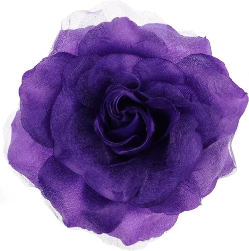 Vista 9 de Broche Multifuncional para Mujer con Flor Rosa de Pétalos Transparentes Pin Clip para Cabello