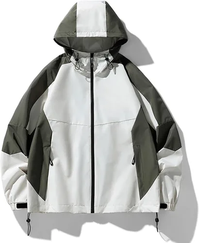 Vista 3 de Ymosrh Chaqueta impermeable para hombre con capucha, ligera, cortavientos para exteriores, M-4XL