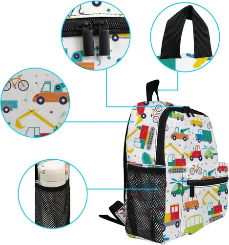 Vista 3 de Linda mochila de dibujos animados para niños, mini bolsa para niños y niñas, viaje preescolar, Coches Avión, Mochilas Daypack