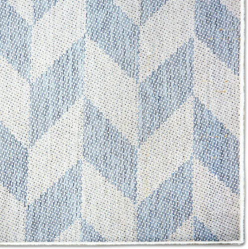 Vista 7 de Nicole Miller New York Patio Country Calla - Alfombra contemporánea de espiga para pasillo de interiores y exteriores, azul/gris, 1 pie y 9 pulgadas
