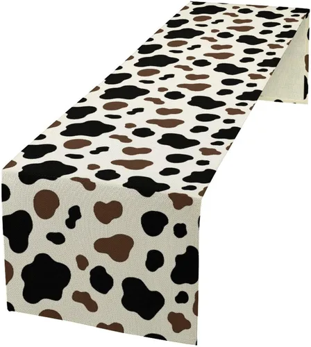 Vista 30 de Camino de mesa de lino de algodón, cuchillo de cocina occidental, tenedor, colección de mesa rectangular, desierto salvaje oeste americano