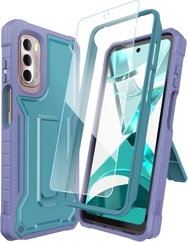 Vista 11 de Funda para Motorola g Stylus 4G 2022, protección de grado militar, a prueba de golpes, con protector de pantalla HD de vidrio templado y soporte Rojo