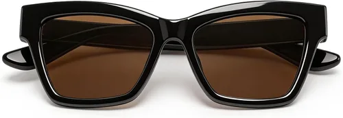 Vista 4 de VISOONE Cat Eye Sunglasses for Women Men Designer Retro UV400 Shades Negro/Marrón