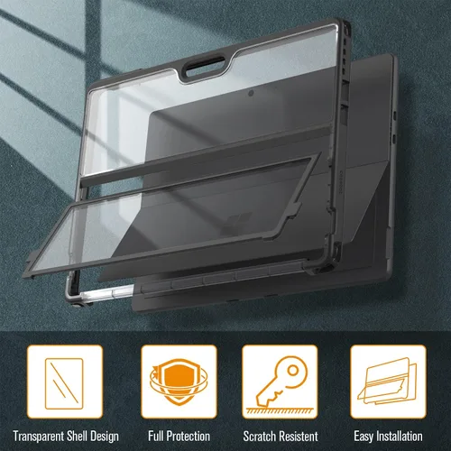 Vista 3 de Fintie Funda Rígida para Microsoft Surface Pro 11/10/9 de 13 Pulgadas - Funda Folio Resistente a Golpes con Carcasa Trasera Transparente Compatible