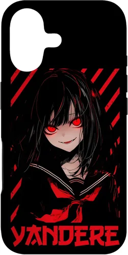 Vista 32 de Funda para iPhone 16 Yandere Anime Girl Kawaii Emo Goth Otaku Anime Manga Lover