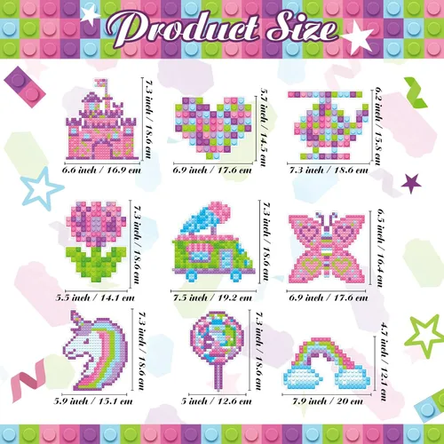 Vista 3 de Colarr 9 piezas de suministros para fiesta de cumpleaños de bloques de construcción, juegos de decoración de bloques de construcción, centros