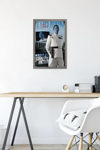 Vista 6 de Trends International Star Wars: Ahsoka - Póster de pared de gran almirante Thrawn, 22.4 pulgadas de largo x 14.7 W, versión enmarcada en madera