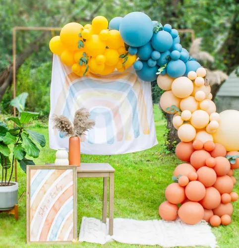 Vista 4 de Here Comes the Son - Kit de guirnalda de arco de globos de 149 piezas para decoración retro de sol, baby shower, primer viaje alrededor del sol Azul