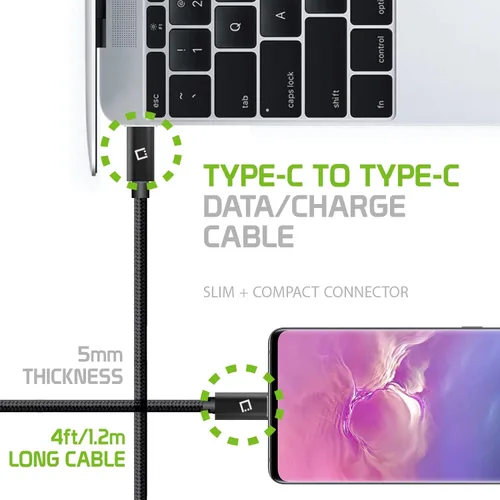 Vista 2 de Cable de carga rápida dual USB-C/PD de 60 W compatible con HTC U11 Life Plus 5Gbps transferencia de datos para entrega de energía de alta capacidad