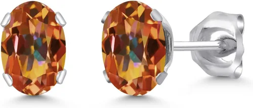 Vista 34 de Gem Stone King Oval Stud Earrings For Women Men 925 Sterling Silver Oval 6X4MM Gemstone Birthstone Fine Jewelry for Her Him Mom Dad Wife