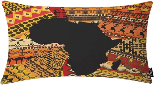 Vista 23 de EKOBLA Fundas de almohada decorativas de lino con textura retro abstracta, azul, cian, rojo, amarillo, para cama, sofá, rectangular, rectangular, 12