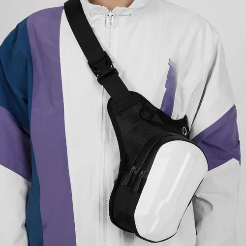 Vista 5 de Bolsa de muslo para motocicleta, bolsa de poliuretano termoplástico impermeable, hebilla resistente, correa ajustable para las piernas, cierre