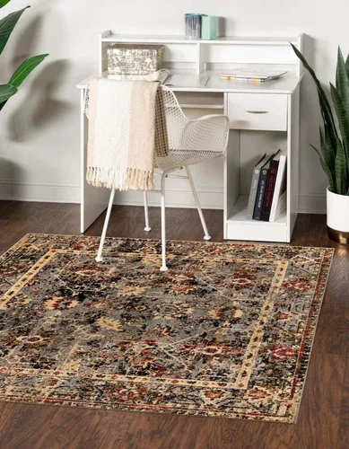 Vista 31 de Unique Loom Saturn Collection - Alfombra rectangular de iones (2 pies 2 pulgadas x 3 pies 1 pulgada, color beige crema/negro)