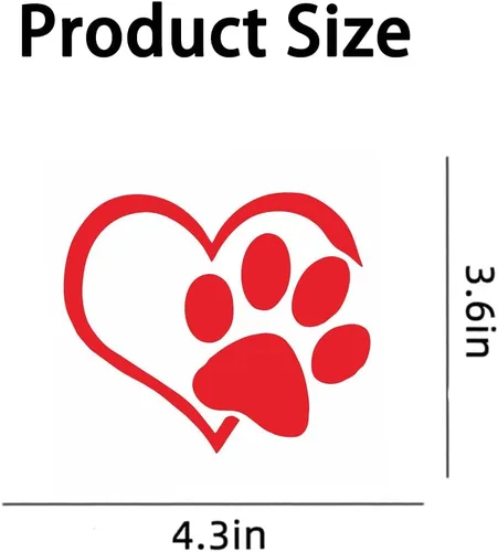 Vista 2 de BELOMI Calcomanía de vinilo de corazón de perro con diseño de pata de perro, paquete de 3 calcomanías con estampado de patas de cachorro