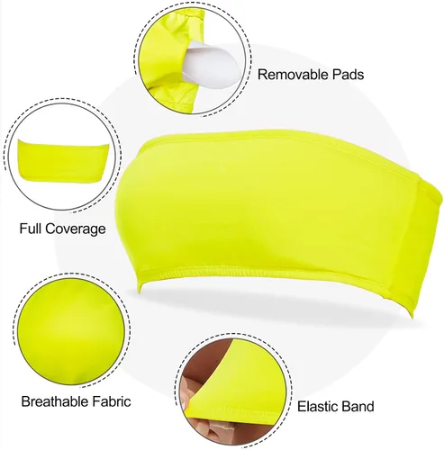 Vista 5 de Boudaner Sujetador deportivo con relleno para mujer, sin tirantes, sin tirantes, sólido, sin costuras, para yoga, entrenamiento, bralette