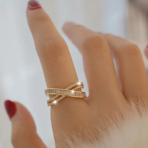 Vista 5 de Anillo de cóctel - EternityRings para mujer, anillo de boda de diamante, anillos de compromiso, regalos de cumpleaños de Navidad
