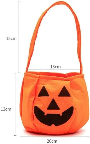 Vista 3 de 2 bolsas de dulces de calabaza de Halloween para niños, cubos de calabaza, bolsas de truco o trato, bolso para niños, suministros de recuerdos