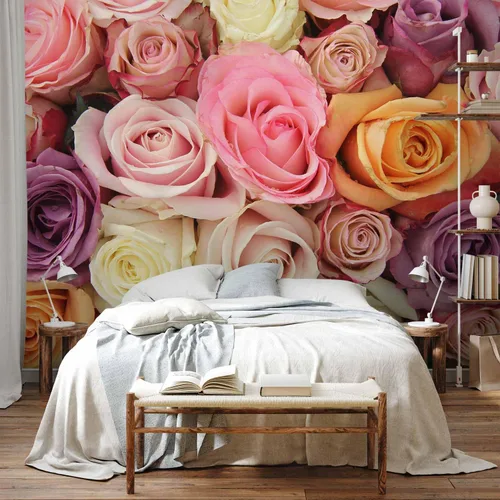 Vista 5 de artgeist Mural de pared con rosas de 138 x 106 pulgadas, papel tapiz no tejido de forro polar para decoración de pared, impresión fotográfica, #05
