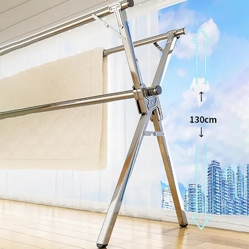 Vista 5 de Clothes Drying Rack Foldable - Stainless Steel Laundry Drying Rack for Indoor Outdoor Use, Adjustable Length Space Saving, Easy to Move, Blanket