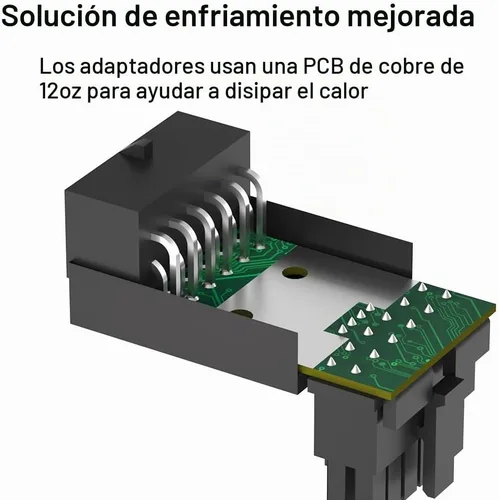 Vista 4 de 12VHPWR Adaptador de 90 grados: Conector de alimentación GPU de 16 pines 600W Pcie5.0 Adaptador de corriente de ángulo recto para tarjeta gráfica