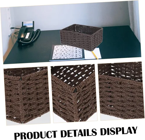 Vista 4 de STOBAZA Cesta de almacenamiento de mesa multifuncional Soporte de almacenamiento tejido decorativo para sala de estar