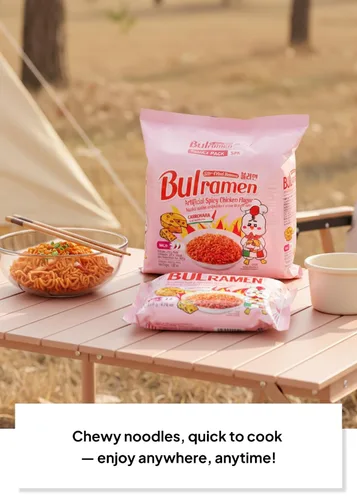 Vista 4 de Paquete de comida coreana: Paldo Gomtang (5 paquetes) y carbonara picante Bulramen (5 paquetes)