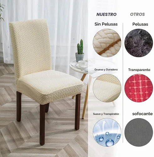 Vista 3 de Genina Fundas impermeables para sillas de comedor, cocina, fundas para sillas de comedor Parson (beige, 2 unidades)