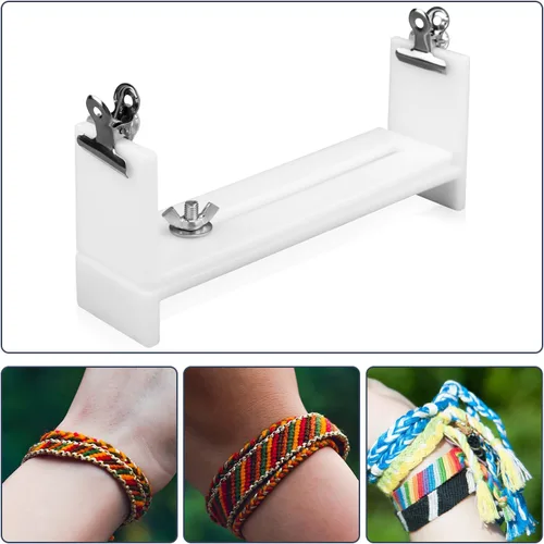 Vista 6 de PEUTIER Plantilla de pulsera, kit de pulseras de paracaídas ajustables en forma de U, fabricante de pulseras con 2 clips para tejer cuerda