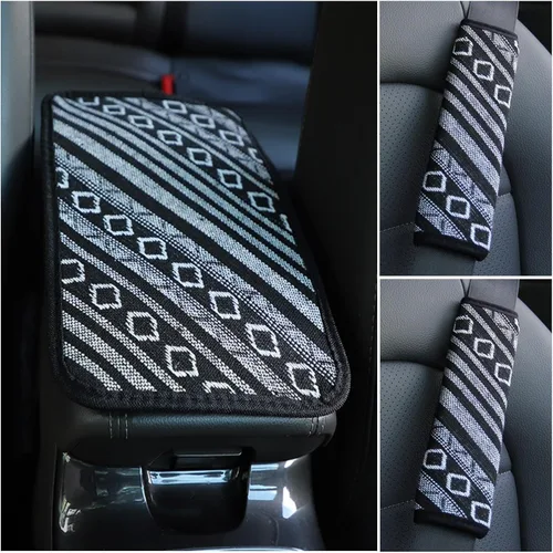 Vista 8 de Funda para consola central de automóvil, funda protectora universal para reposabrazos, estilo étnico, accesorios interiores para decoración