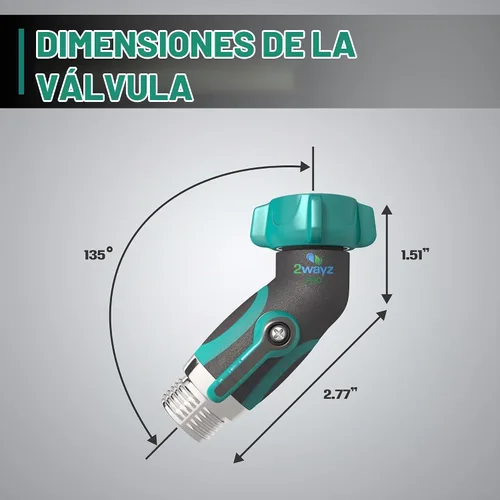 Vista 3 de 2WAYZ Codo de manguera de metal 45, adaptador de manguera resistente y conector de ángulo con válvula de cierre de agua