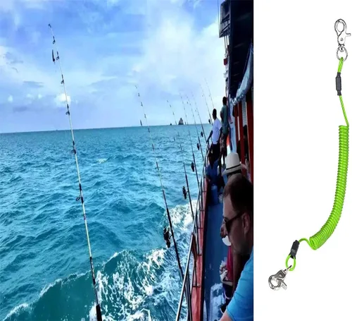 Vista 2 de Cordón de pesca en espiral, cordón de pesca resistente, cordón retráctil para herramientas, herramientas de pesca, cuerda de seguridad, cuerda