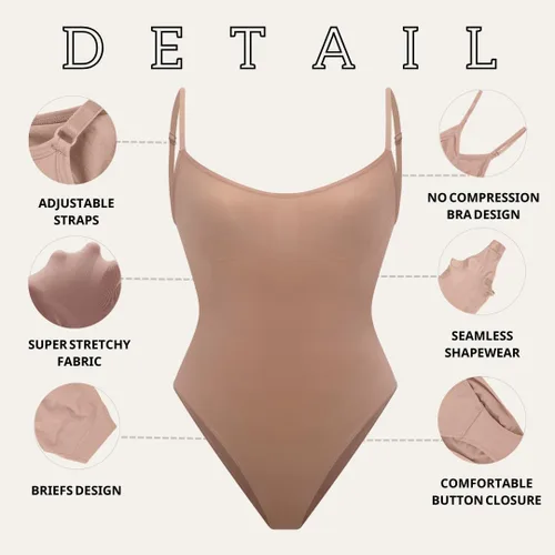 Vista 7 de SAFRIZ Body para mujer con control de abdomen, sin costuras, esculpiendo el cuerpo, camiseta sin mangas, tela dinámica de calidad (QDF)