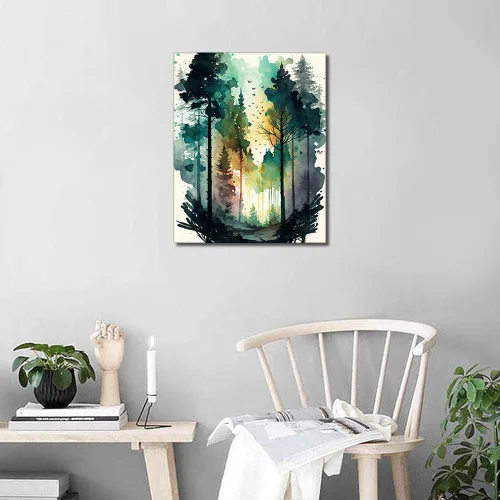 Vista 2 de TUMOVO Pintura por números para adultos, pintura de bosque por números, acuarela, paisaje por números, para niños, paisaje natural, pintura por