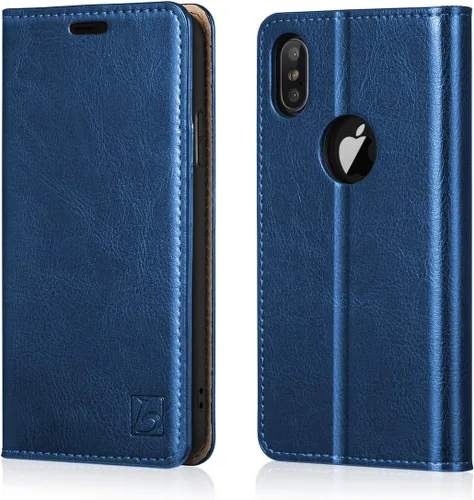 Vista 8 de Belemay Funda tipo cartera compatible con iPhone 8 Plus, de piel de vaca auténtica, funda tipo folio (funda interior de TPU suave), ranuras