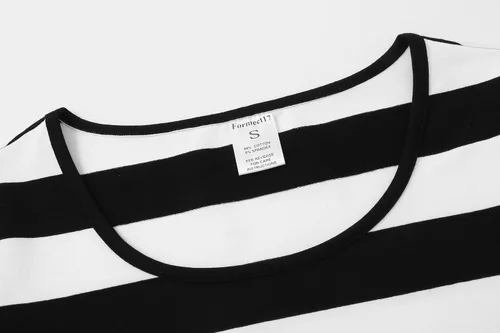 Vista 5 de Formeet17 Camiseta de manga larga a rayas para mujer, elástica, cómoda, cuello redondo