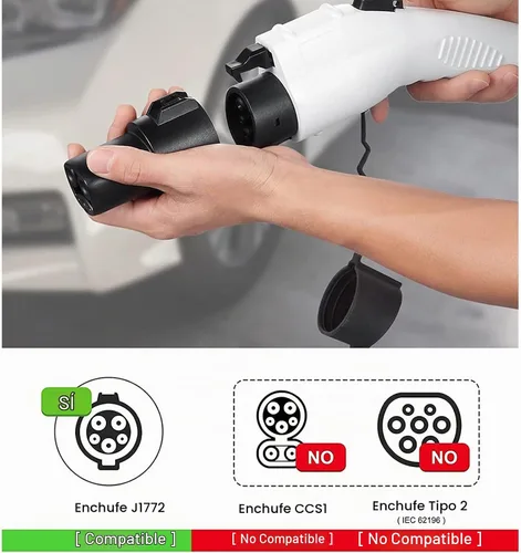 Vista 3 de Adaptador J1772 a Tesla para una fácil carga, 60A/240V CA, SAE J1772 Adaptador de cargador compatible con el modelo 3/Y/S/X, protector protector