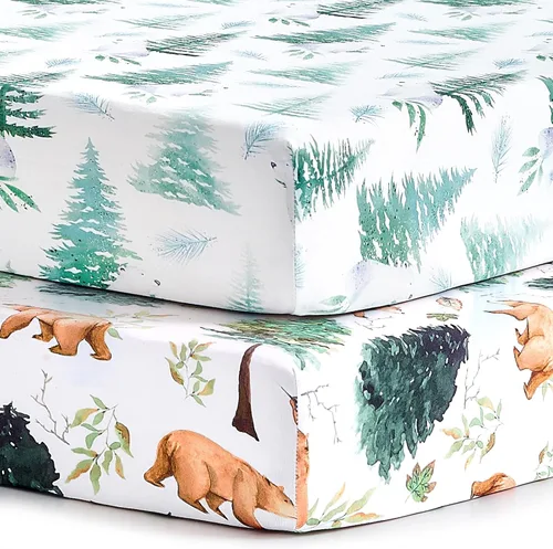 Vista 66 de Pack n Play Sheets BROLEX - Juego de 2 sábanas para cuna, juego de sábanas elásticas y portátiles para cuna, funda de colchón convertible