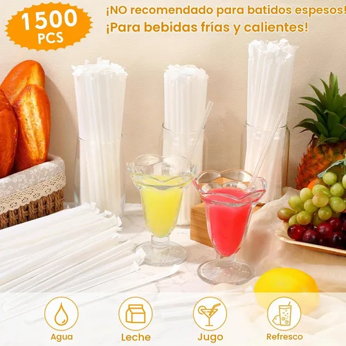 Vista 5 de Hoolerry 1500 pajitas de plástico desechables individualmente de 8 x 0.24